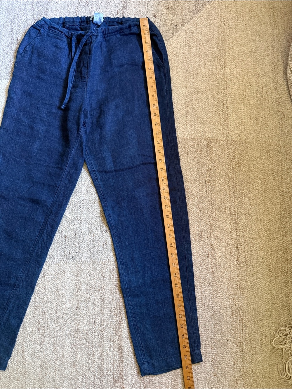 CP Shades Pants Womens Sz S Blue 100% Linen Pull On Elastic Waist Coastal Boho. - Picture 2 of 10